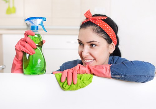 Specialist treating stains on a sofa during cleaning in Seven Sisters